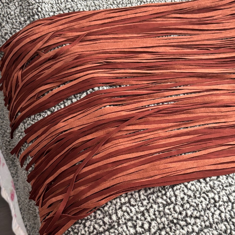 Fringe Detail Brown Velvet Skirt - Picture 5 of 5